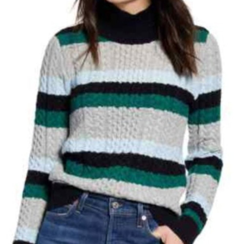 1901 HEAVY CABLE STRIPE TURTLENECK